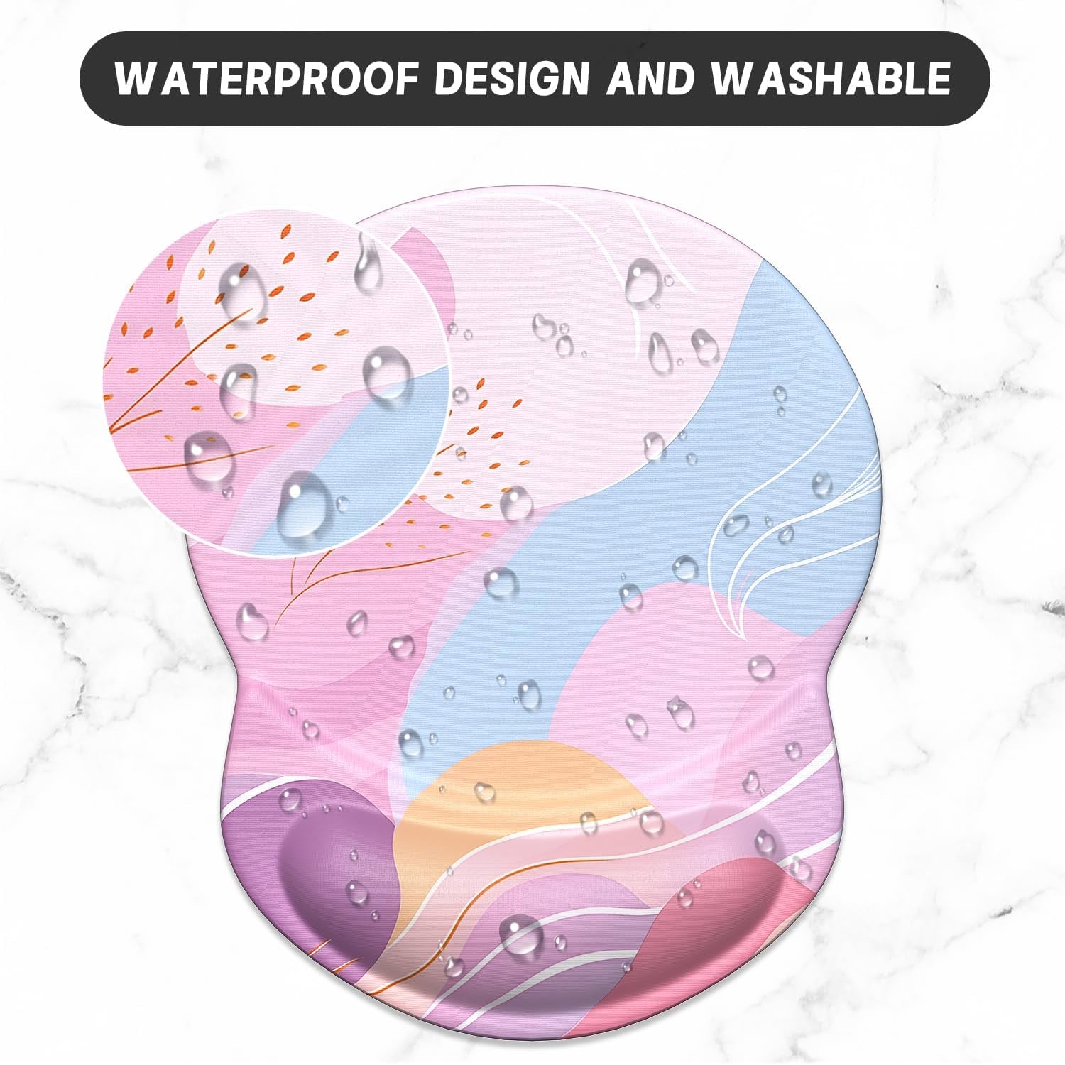 Ergonomic Mouse Pad with Gel Wrist Support - Comfortable Non-Slip Design for Pain Relief, Art Style Pattern, 8.7 x 7.2 Inches