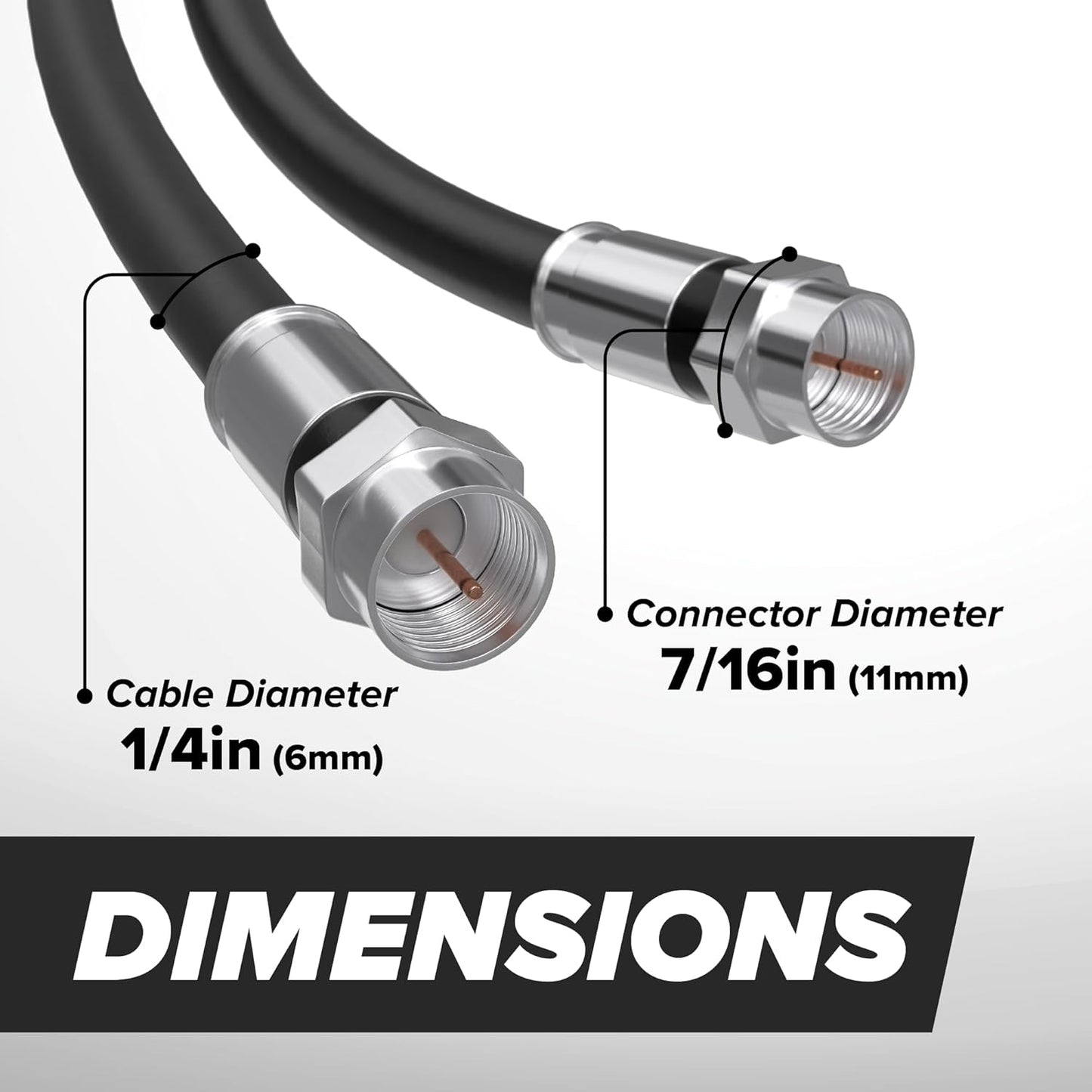 CIMPLE CO 20FT RG6 Coaxial Cable - Dual Shielded Indoor/Outdoor Coax Cable for TVs, Antennas, Internet & Audio/Video - Black