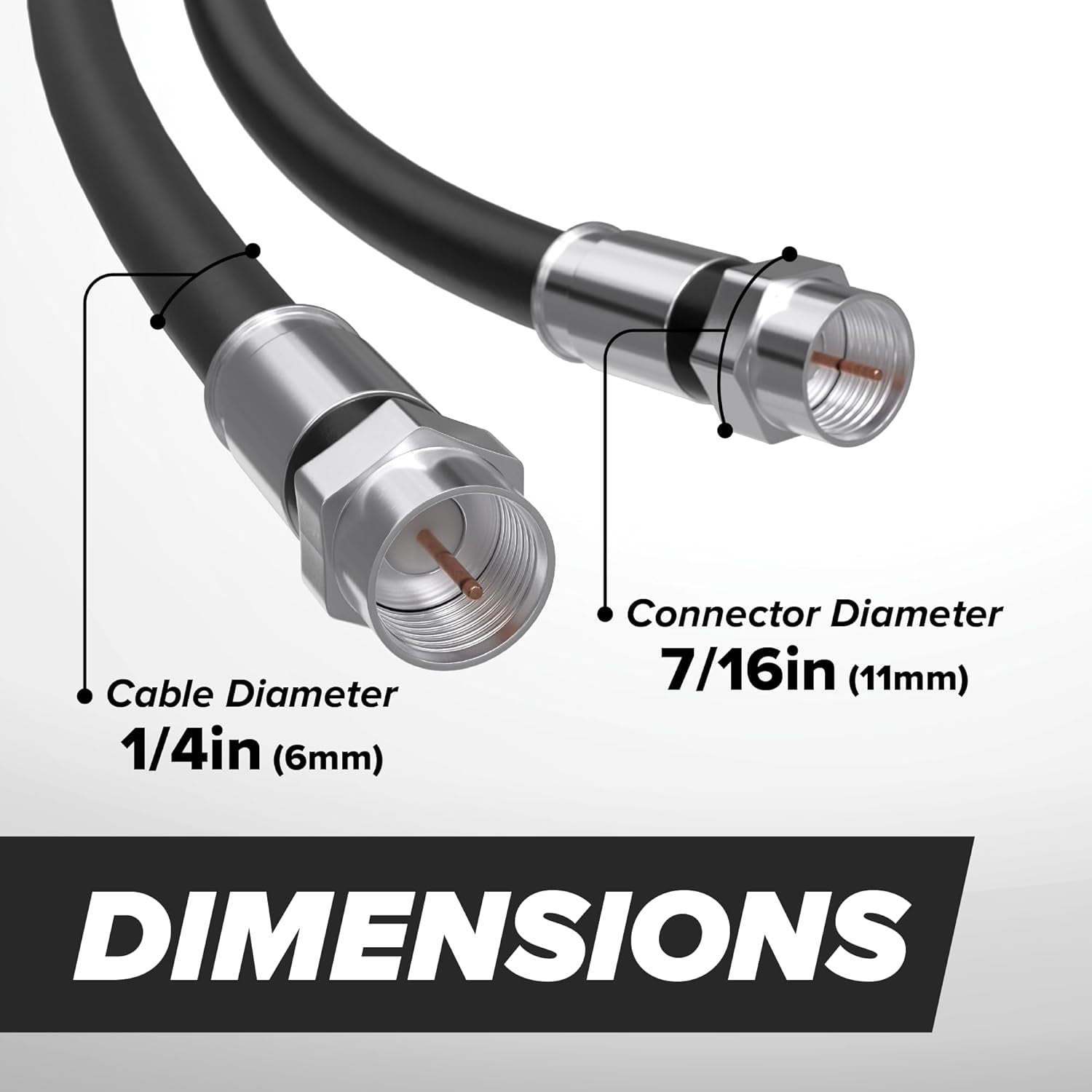 CIMPLE CO 20FT RG6 Coaxial Cable - Dual Shielded Indoor/Outdoor Coax Cable for TVs, Antennas, Internet & Audio/Video - Black
