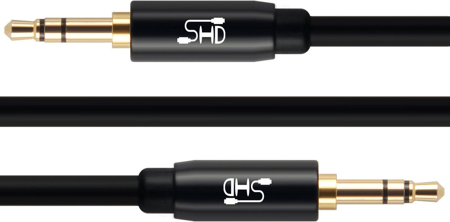 Premium 15FT  Aux Cable - Dual Shielded 3.5mm Audio Stereo Cord with Gold Plated Connectors for Superior Sound Quality in Your Car