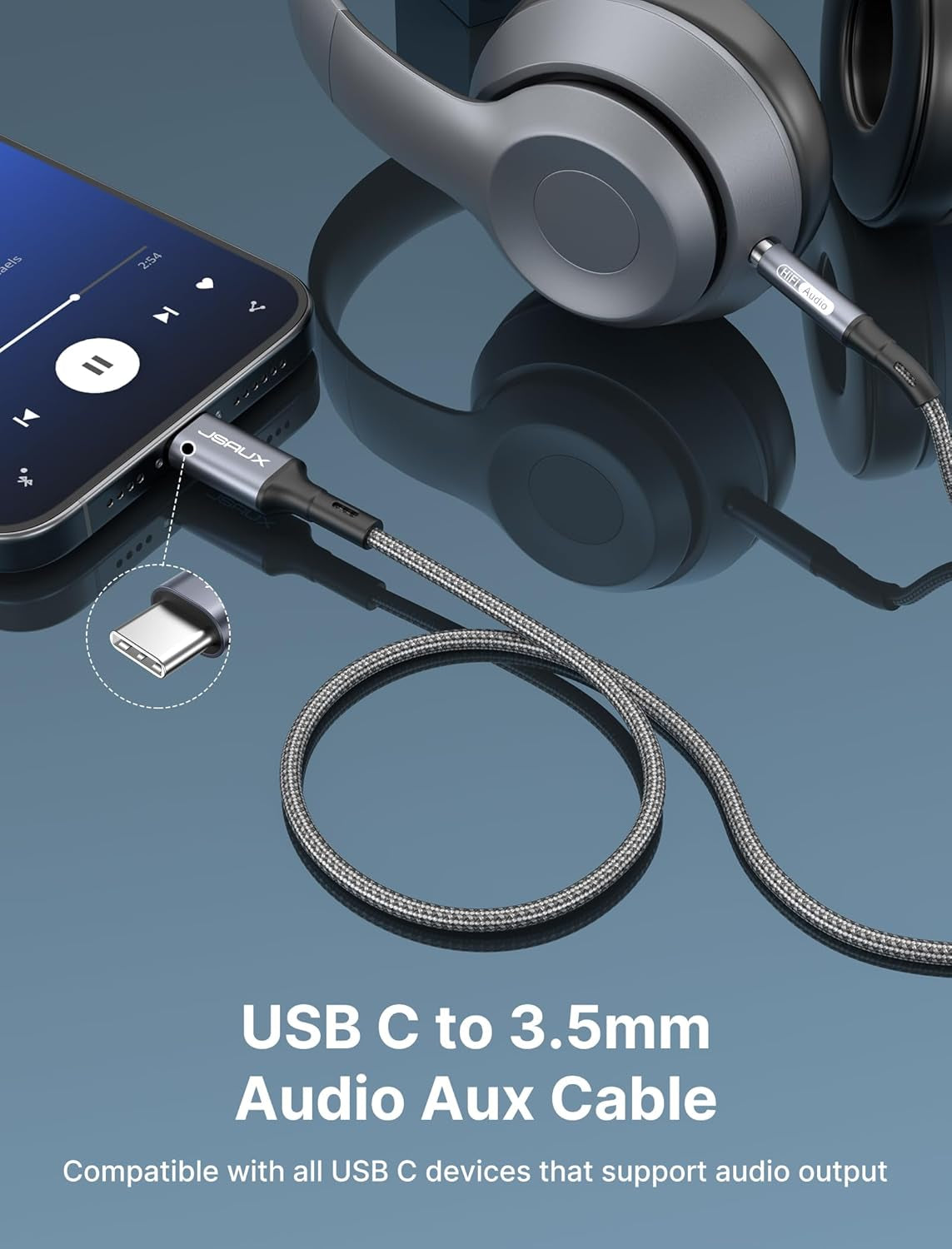 USB C to 3.5mm Audio Aux Cable - 3.3ft Stereo Headphone Cord Compatible with iPhone 17/16/15 Pro Max, Galaxy S24/S23/S22 Ultra, iPad Pro, Pixel 9/8