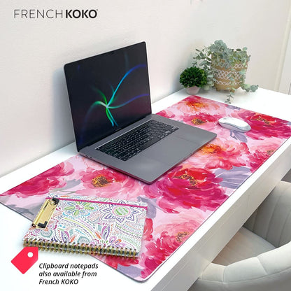 Large Floral Mouse Pad - 15" X 30" Non-Slip Waterproof Desk Mat for Aesthetic Workstations