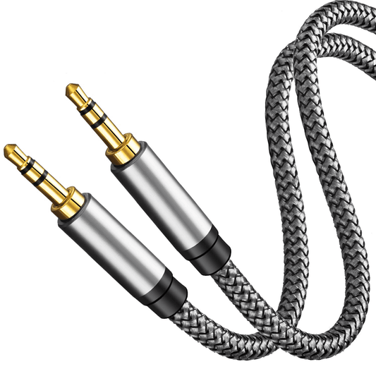 15Ft Nylon Braided Aux Cable - Male to Male Audio Adapter