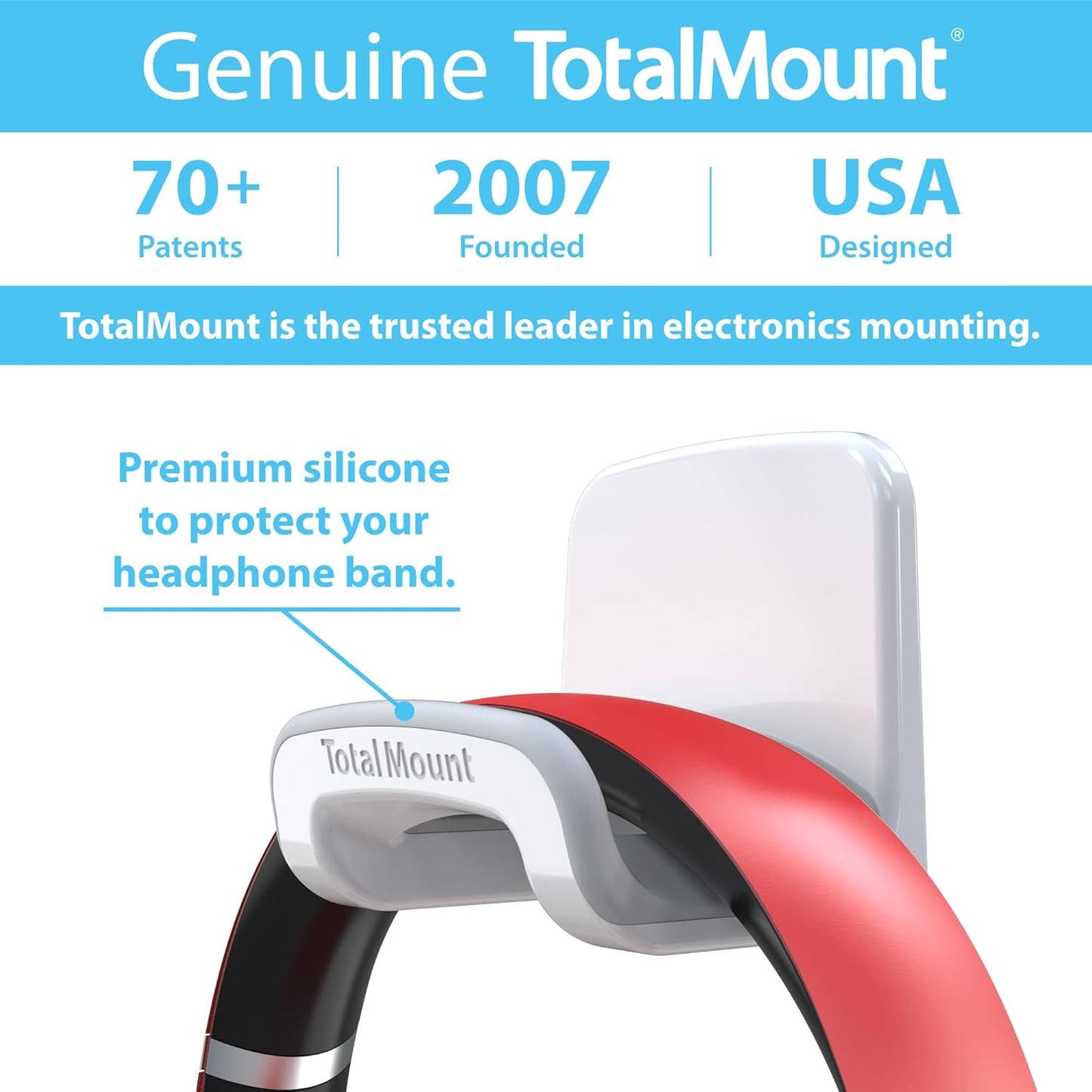 Studio-Grade Headphone Holder - Wall-Mounted Hanger Without Screws or Adhesive (White)
