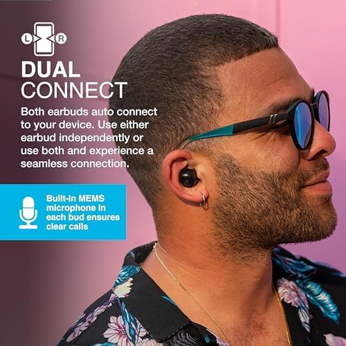 Go Air Pop+ True Wireless Earbuds, in Ear Headphones, Bluetooth Earphones, 35H Playtime Ear Buds, Bluetooth Earbuds with Microphone, USB-C Charging Case, Dual Connect, EQ3 Sound, Black