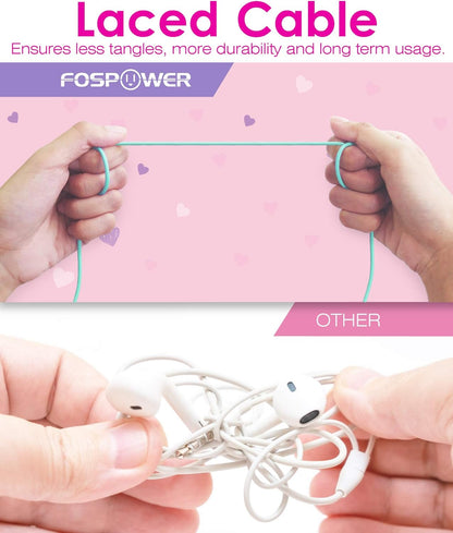 Children's LED Cat Ear Headphones - Safe 85dB Volume Limiting, Comfortable On-Ear Design, Tangle-Free Cables for Tablets and Travel - Teal and Light Purple