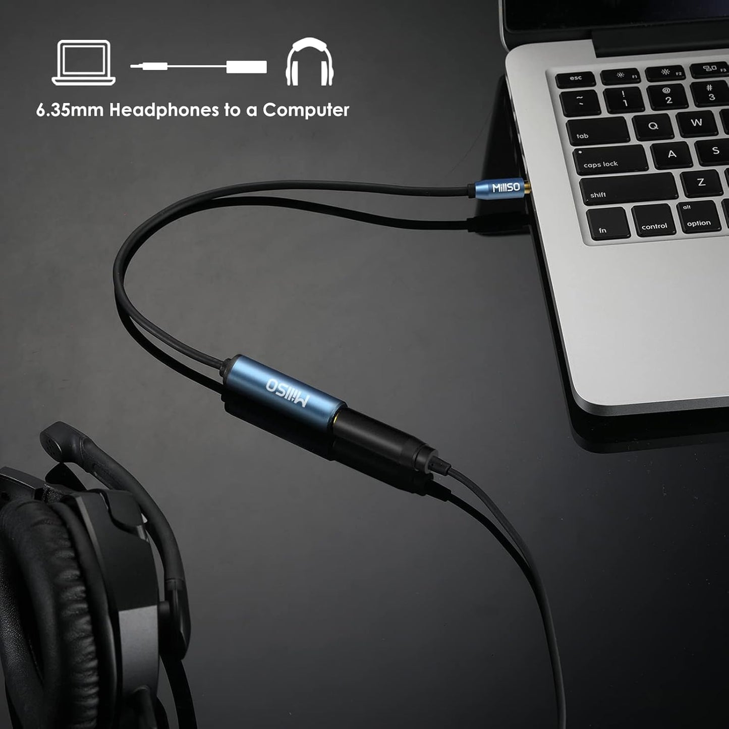 1/4 to 3.5mm Headphone Adapter - 12 Inch Stereo Audio Converter for Amplifiers, Guitars, Pianos & More - Perfect for Phones, Laptops & Headphones