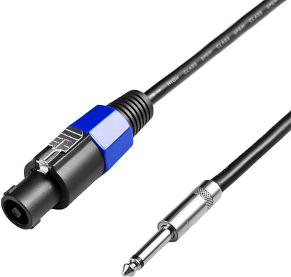 Premium 2-Pack 6ft Speakon to 1/4" Speaker Cables - 10ft Heavy-Duty 12 Gauge Audio Amplifier Connection with Twist Lock