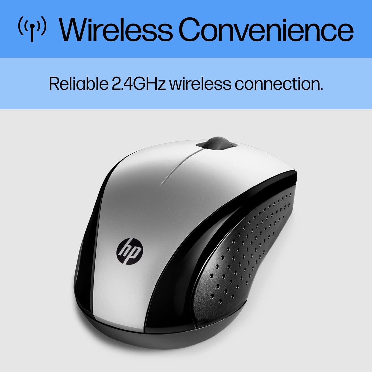 HP X3000 G3 Wireless Mouse Silver, up to 15-Month Battery,Scroll Wheel, Side Grips for Control, Travel-Friendly, Blue LED, Powerful 1600 DPI Optical Sensor, Win XP,8, 11 Compatible (683N9AA#ABL)