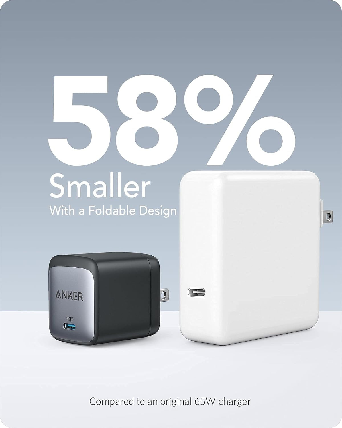 Anker Nano USB C Charger,65W Gan II PPS Fast Compact Foldable Charger for Macbook Pro, Galaxy, Dell, Iphone 17/16, Ipad Pro, and More | Fast Compact Foldable Charger for Macbook Pro Ipad Pro, and More