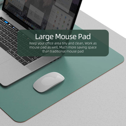 Dual-Sided Leather Desk Pad - 31.5" x 15.7" Waterproof Blotter in Pistachio Green & Green Blue for Office or Home