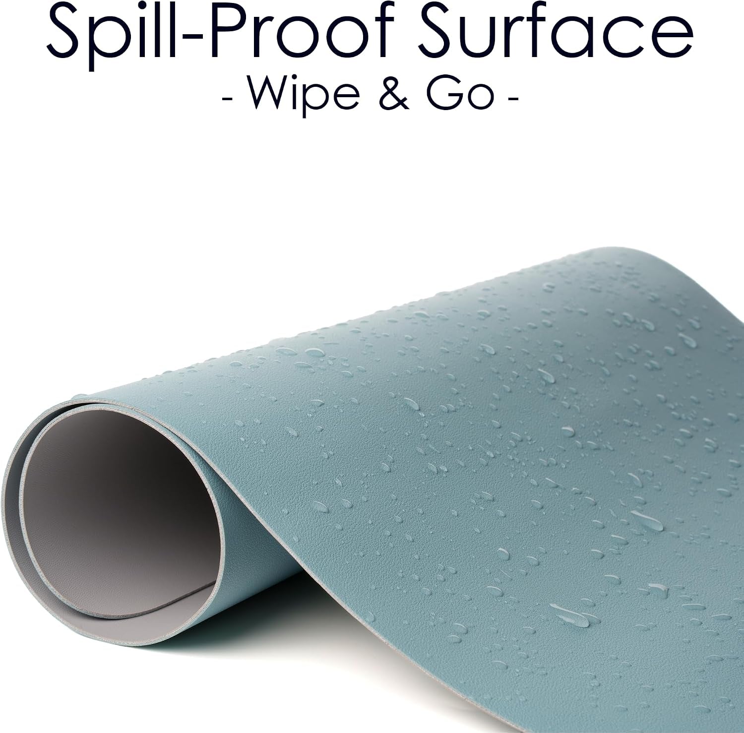 Premium Leather Desk Pad Protector - Stylish Waterproof Mouse Pad & Office Desk Cover (Light Blue/Silver) 23.7"x13.8" - Perfect for Home, Work, and Cubicles
