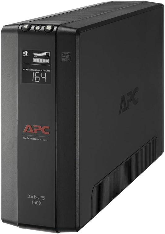 UPS 1500VA/900W Pro UPS Battery Backup for Office Electronics, BX1500M | 1500VA Back-Ups Pro for Home Offices — 10 Outlets, LCD, AVR, Surge Protection, 68-Min Runtime (@100W) for Pcs & Workstations