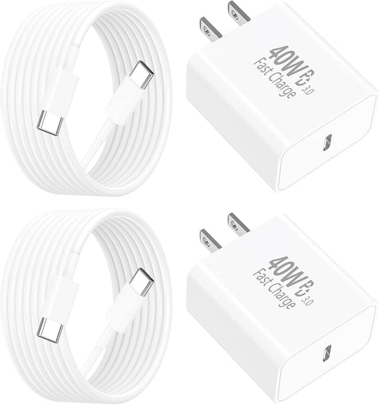 Fast Charging iPhone 17 Charger -  2Pack 40W USB-C Wall Adapter with 6FT Type-C Cable, Apple MFi Certified for iPhone 17/17 Pro/17 Pro Max/16 Pro/15/iPad