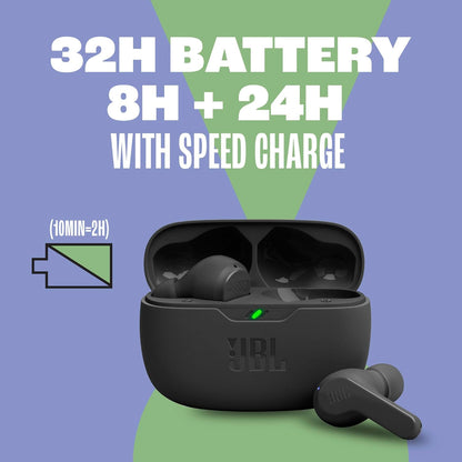Vibe Beam - True Wireless Earbuds - Black |  Deep Bass Sound, Comfortable Fit, up to 32 8H 24H Total Hours of Battery Life with Speed Charging