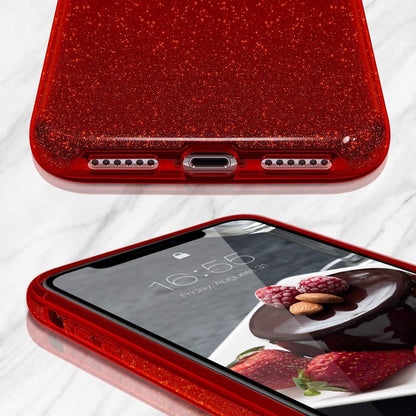 Compatible with Iphone XR Case,Bling Sparkle Cute Girls Women Protective Christmas Case(Red)