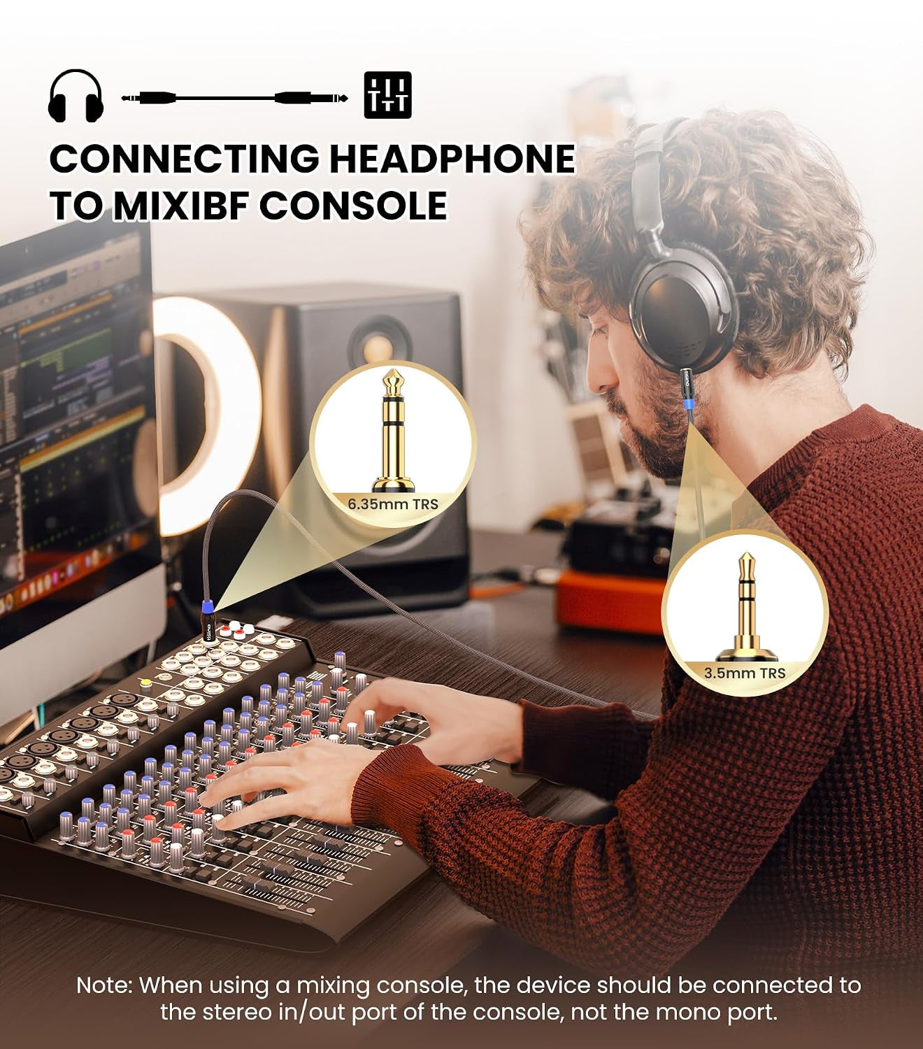 3-Foot Nylon Braided 1/8 to 1/4 Stereo Audio Cable for Guitar, Keyboard, Laptop, Home Theater, Speakers, and Amplifiers