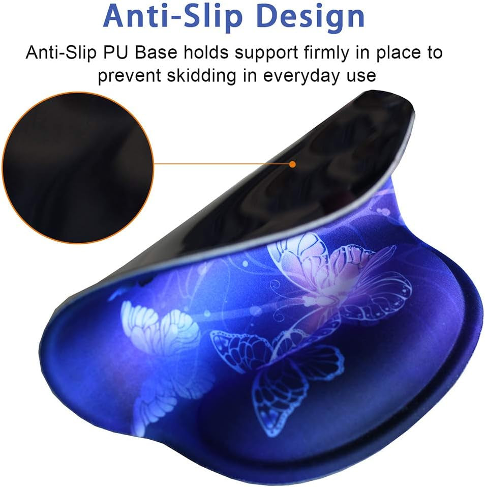 Ergonomic Butterfly Mouse Pad with Gel Wrist Support - Non-Slip, Comfortable & Durable for Home Office Efficiency and Pain Relief