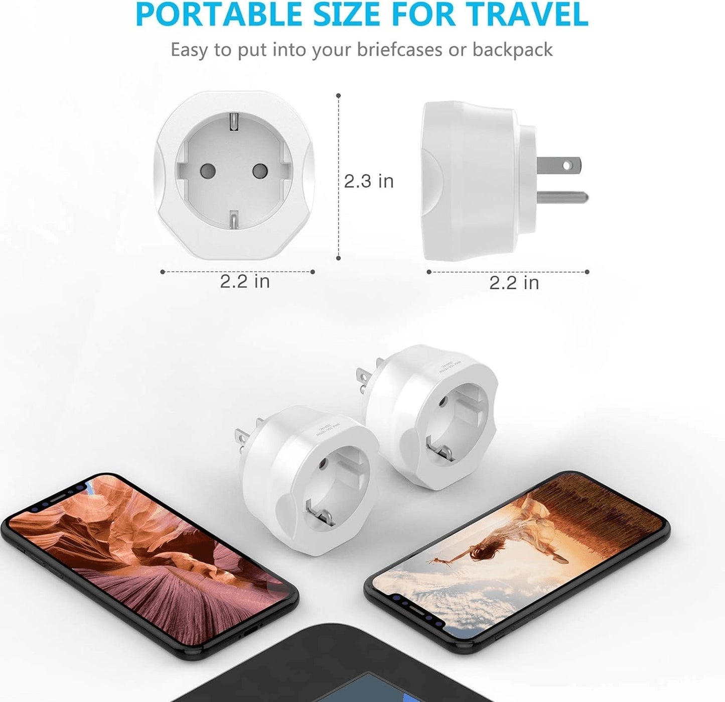 European to US Plug Adapter - Travel Converter for EU Type C & E/F Plugs to USA - Ideal for Spain, France & More!