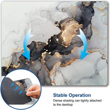 Elegant White Gold Marble Mouse Pad - Custom Non-Slip Rubber Base for Gaming & Office Use, 9.5" x 7.9" x 0.12