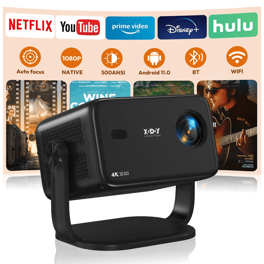 4K Smart Projector - 18000 Lumen 1080P WiFi Bluetooth Home Theater