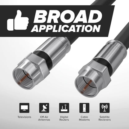 CIMPLE CO 20FT RG6 Coaxial Cable - Dual Shielded Indoor/Outdoor Coax Cable for TVs, Antennas, Internet & Audio/Video - Black