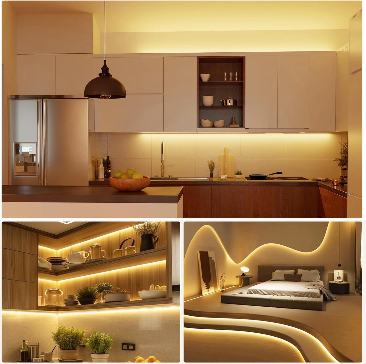 COB LED Strip Lights Warm White, 24V Dimmable Led Light Strip KIT, 3000K 9.84Ft/3M Ra>90 8Mm Wide Cuttable Flexible Strip Lights with Remote and UL Power Supply for Bedroom, Kitchen & DIY Decor