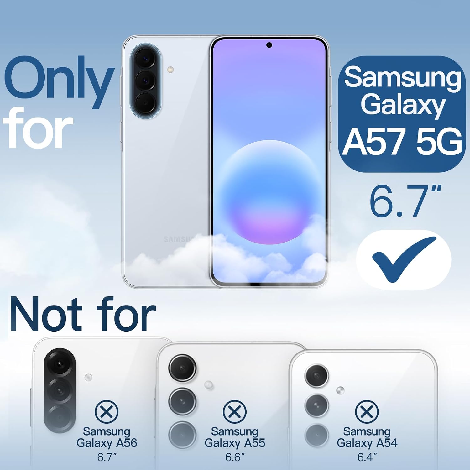 Case for Samsung Galaxy A57 5G, Non-Yellowing Shockproof Bumper Protective Phone Cover, Anti-Scratch Hard PC Back (Clear)