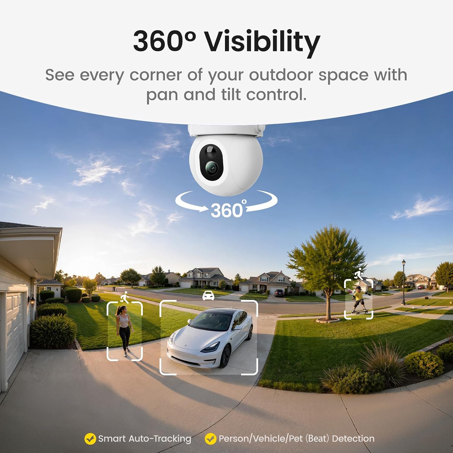 Solarcam D1 Max 4-Cam Kit, 4K Solar Security Cameras Wireless Outdoor, 360° PTZ Auto Tracking & Vehicle Detection, Color Night Vision, No Subscription Required, 1TB Expandable Storage