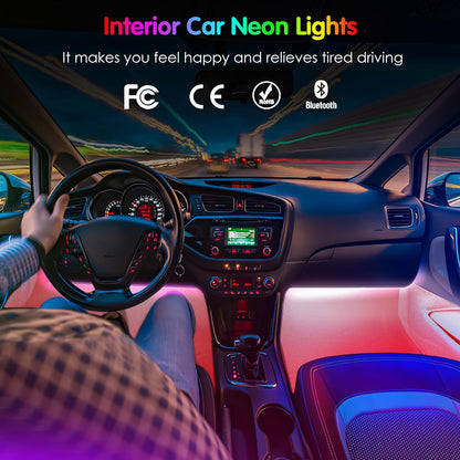 Interior Car Lights  Car Accessories APP Control with Remote Music Sync Color Change RGB under Dash Lighting with Charger 12V LED Lights Running Board Lights
