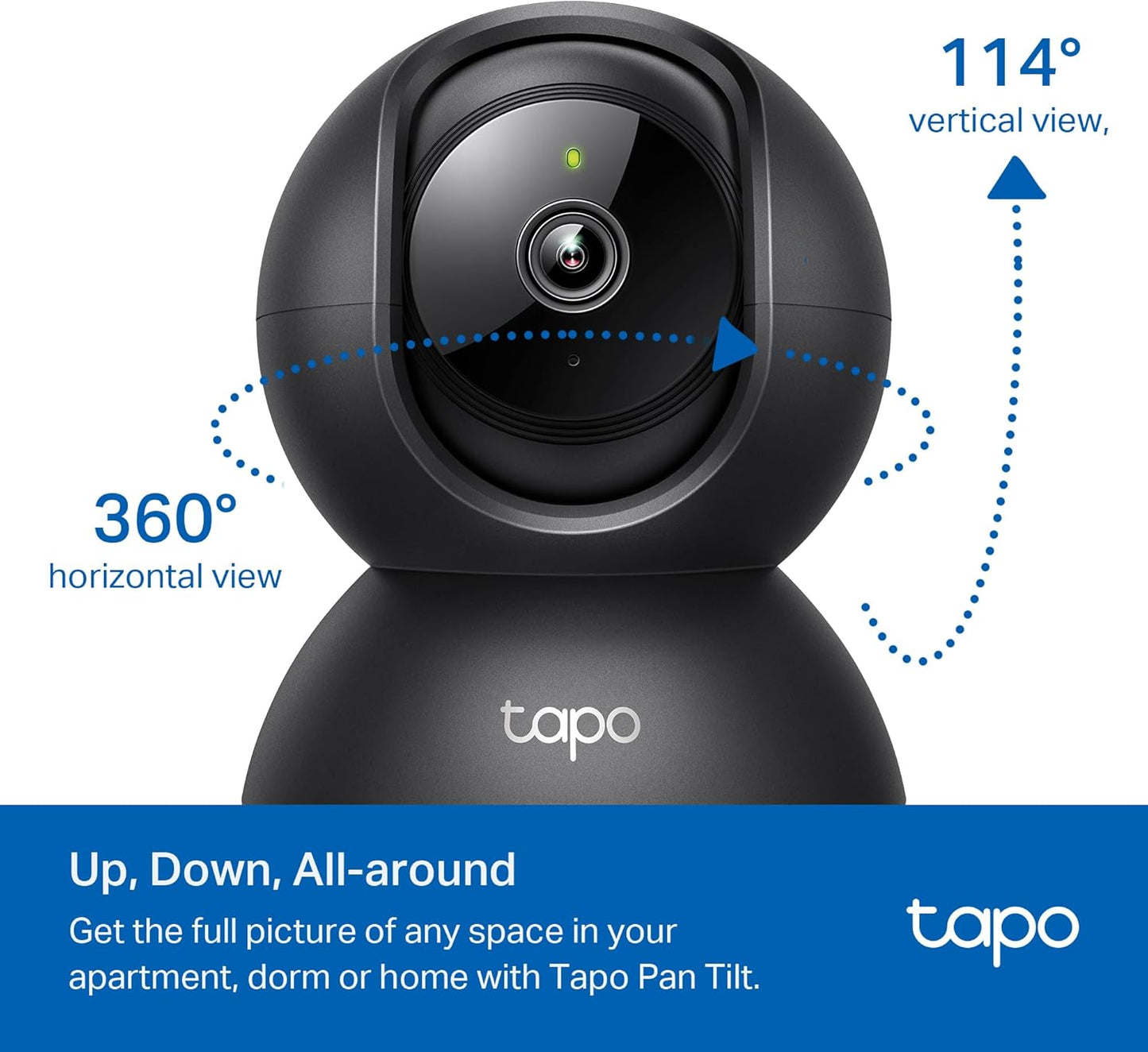 Tapo 1080P Pan/Tilt Security Camera for Baby Monitor, Pet Camera, C201 | Motion Detection, 2-Way Audio, Night Vision, Cloud & SD Card Storage, Works with Alexa & Google Home, Black