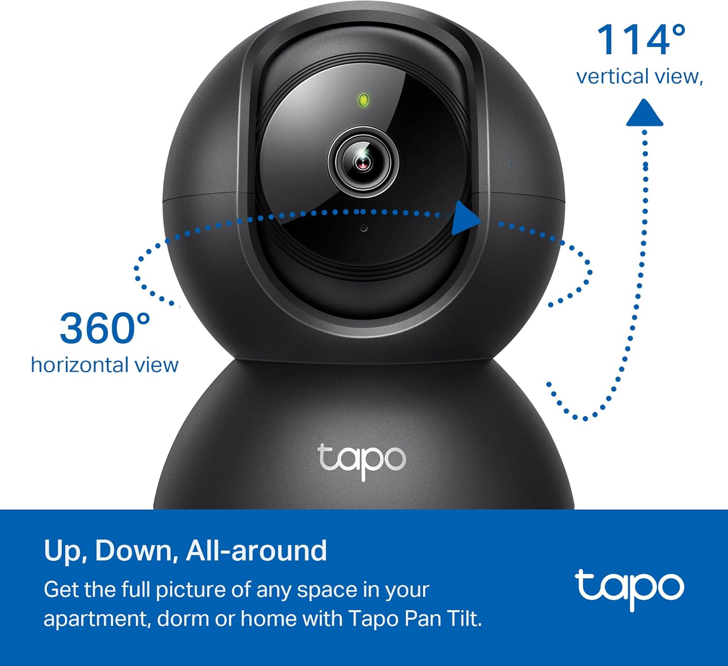 Tapo 1080P Pan/Tilt Security Camera for Baby Monitor, Pet Camera, C201 | Motion Detection, 2-Way Audio, Night Vision, Cloud & SD Card Storage, Works with Alexa & Google Home, Black