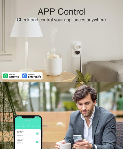 Plug Mini, Wifi Smart Outlet Plug Works with Alexa and Google Home, Timer Outlet with APP Control, 2.4Ghz Network Only, No Hub Required, ETL FCC Listed (4 Pack), White