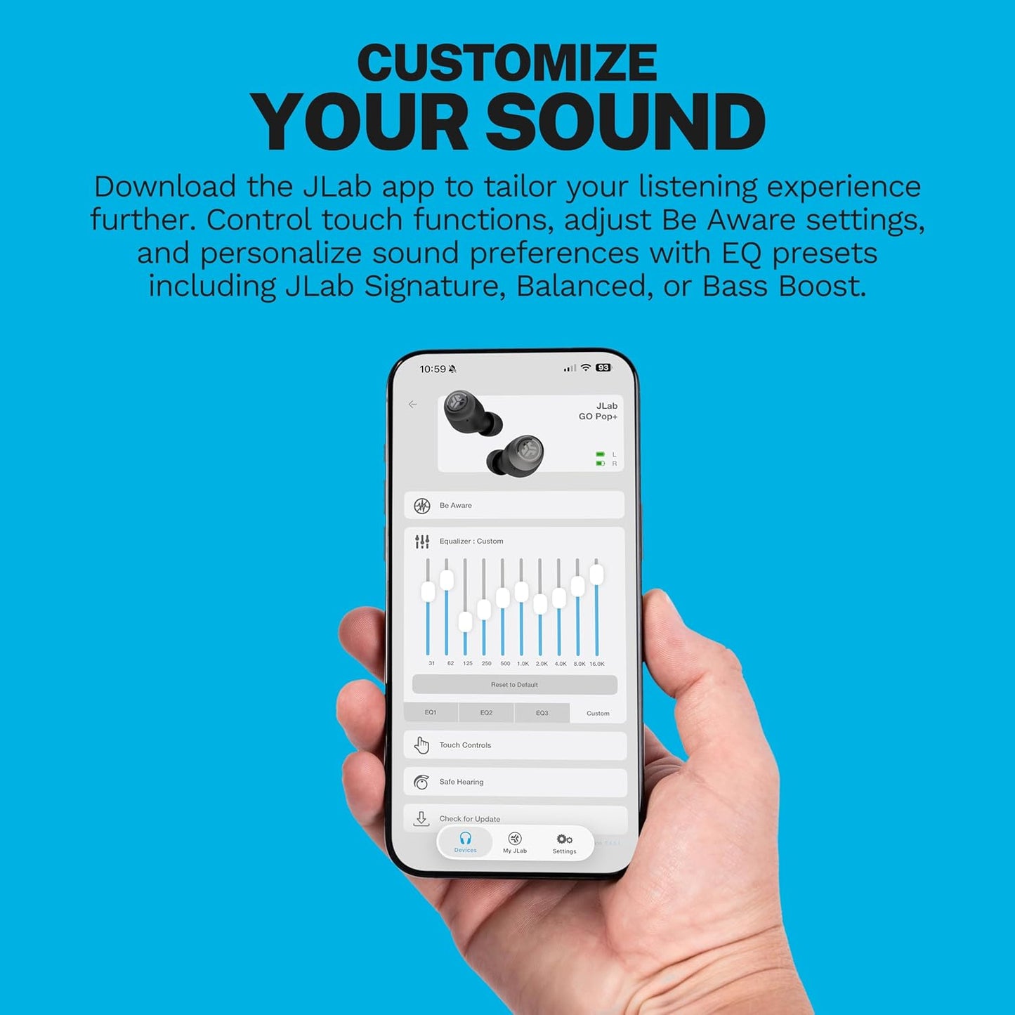 Go Air Pop+ True Wireless Earbuds, in Ear Headphones, Bluetooth Earphones, 35H Playtime Ear Buds, Bluetooth Earbuds with Microphone, USB-C Charging Case, Dual Connect, EQ3 Sound, Black