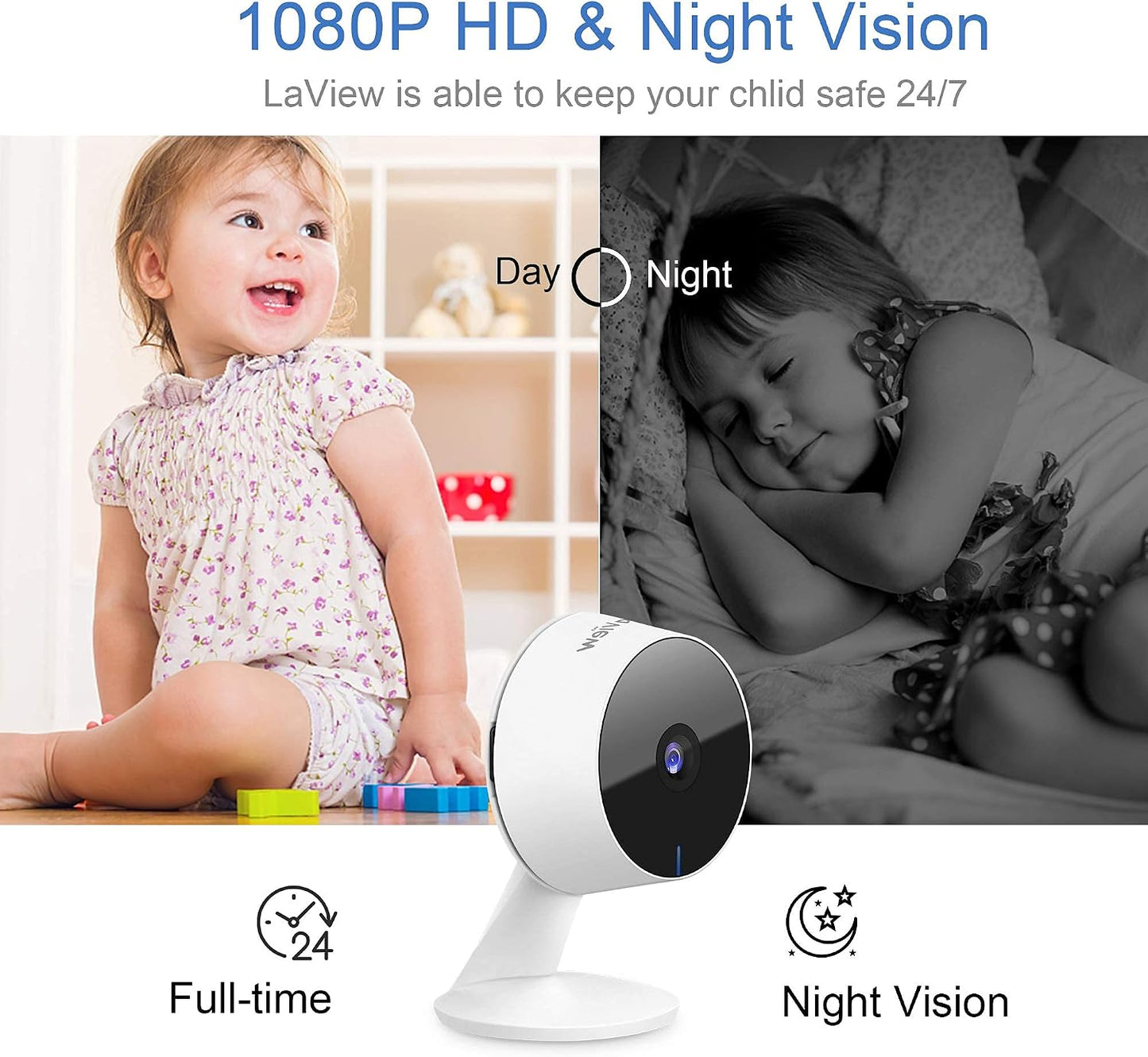 Security Cameras 4Pcs, Home Security Camera Indoor 1080P, Wi-Fi Cameras Wired for Pet, Motion Detection, Two-Way Audio, Night Vision, Phone App, Works with Alexa, Ios & Android & Web Access