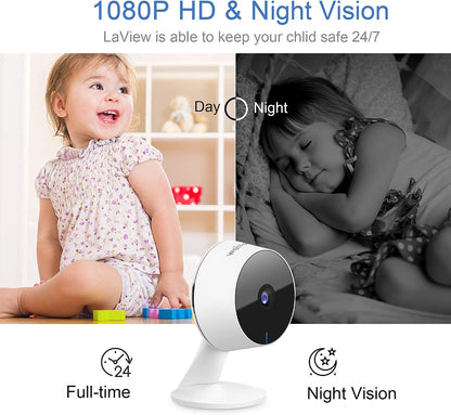 Security Cameras 4Pcs, Home Security Camera Indoor 1080P, Wi-Fi Cameras Wired for Pet, Motion Detection, Two-Way Audio, Night Vision, Phone App, Works with Alexa, Ios & Android & Web Access