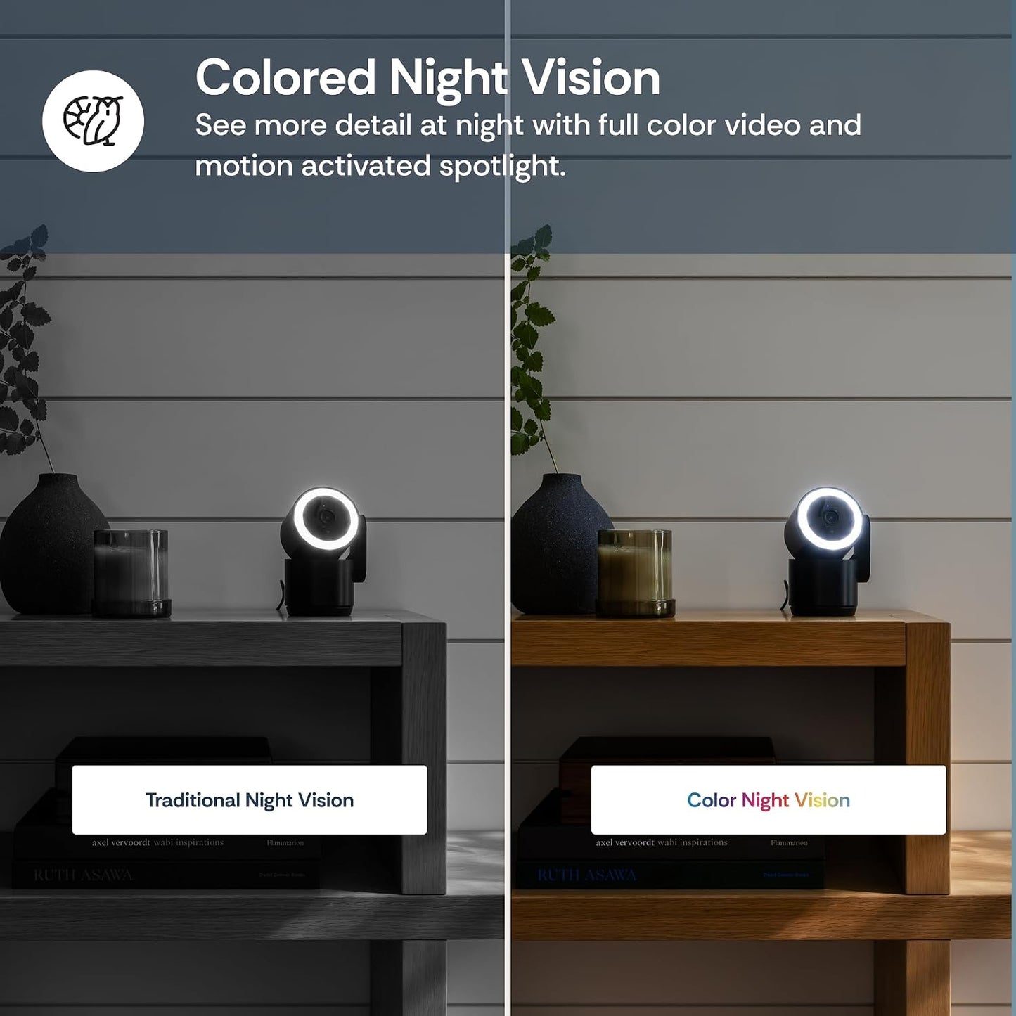 Luna 2K Indoor Cameras for Home Security, 2.4Ghz & 5Ghz Wifi, 360-Degree Pan-Tilt, Built-In Spotlight, Human Auto Tracking, Siren, Pet/Dog/Baby Camera with Phone App, Black (2026 Upgrade Version)