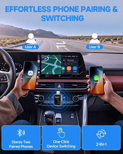 2026 Upgraded Wireless Carplay and Android Auto Adapter