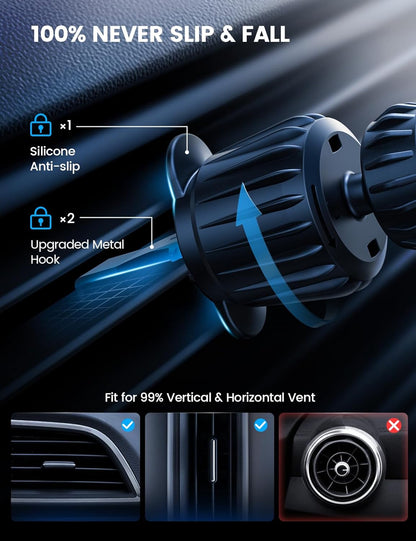 15W for Magsafe Car Mount Charger Vent Dashboard 360° for Iphone | 20X Strong Magnets Wireless Car Phone Holder Charger Phone Holder Accessories for Women Men for Iphone 17 16 15 Pro Max Black