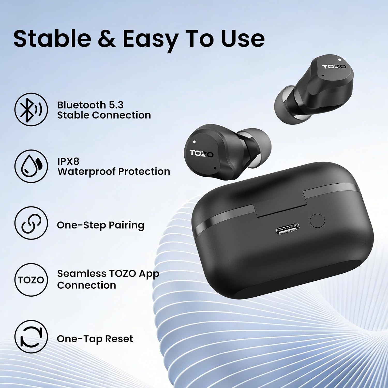 NC9 Hybrid Active Noise Cancelling Wireless Earbuds, 60H, LED Display | 6 Mic ENC Clear Calls, Deep Bass Sound, IPX8, in Ear Bluetooth 5.3 Headphones,32 Eqs via APP, Comfort Fit Ear Buds, Black
