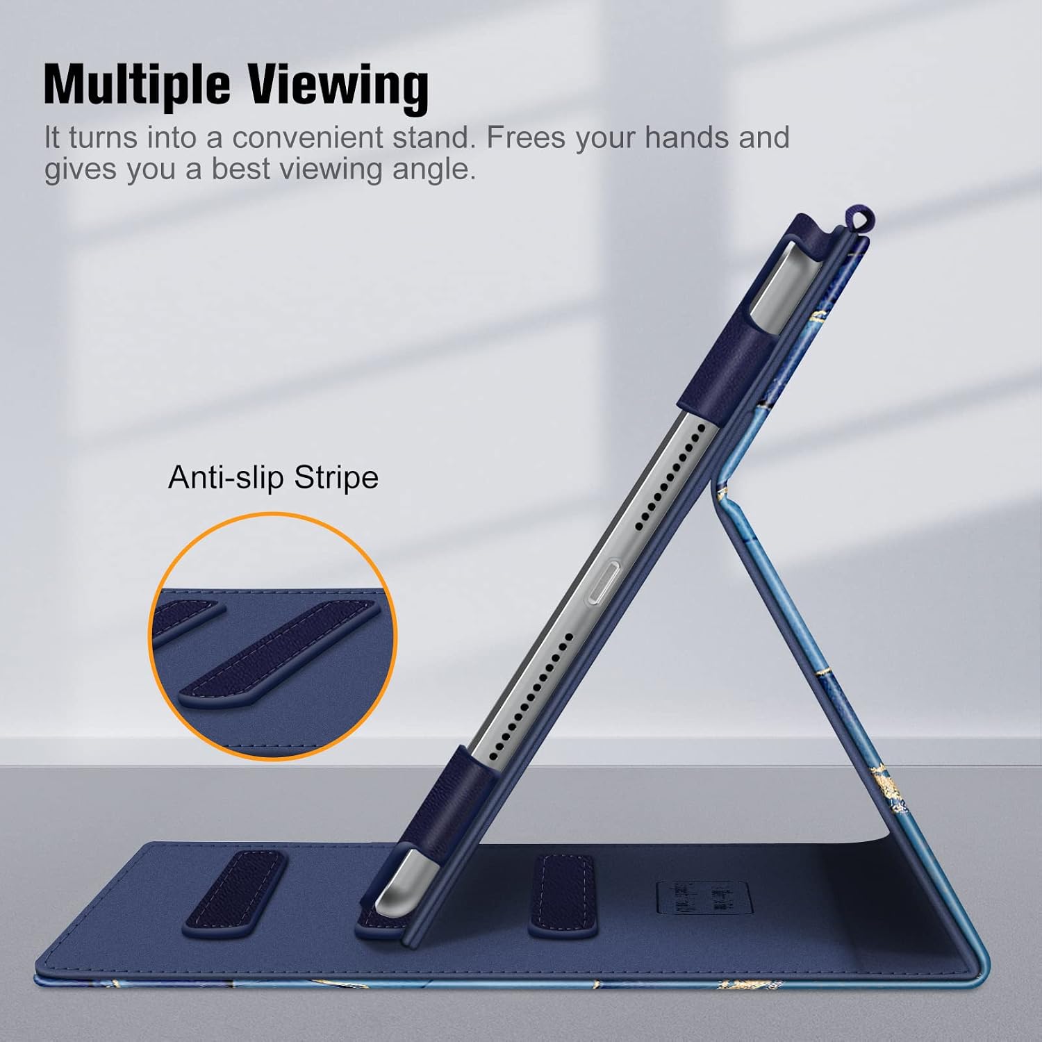 Stylish Ocean Marble iPad Case for 9th/8th/7th Gen - Multi-Angle Stand, Card Slots, and Auto Sleep/Wake Feature