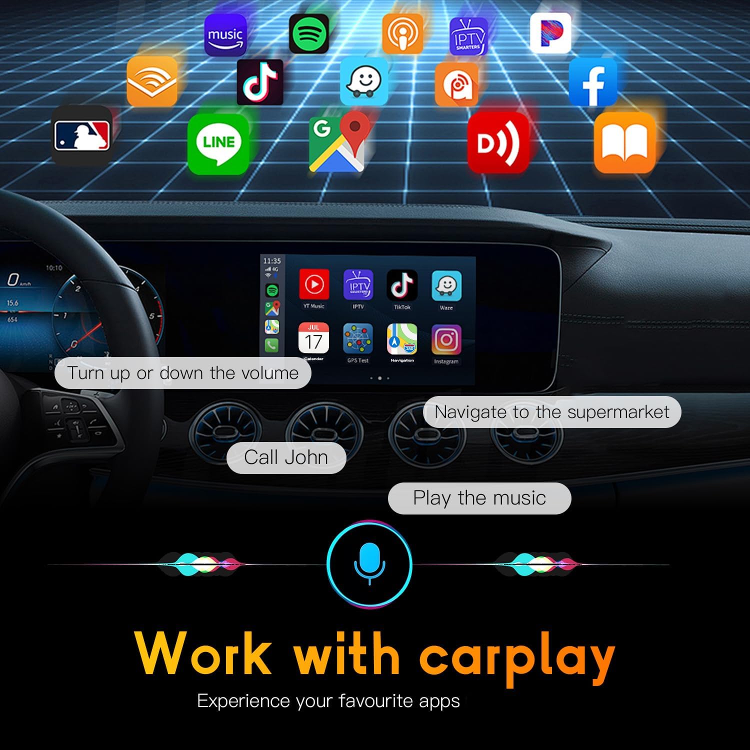 Wireless Car Play Adapter,Usb Dongle Plug & Play Dongle Converts Compatible for Carplay & Android Auto,Fast Auto Connect for Most Cars 2015-2025