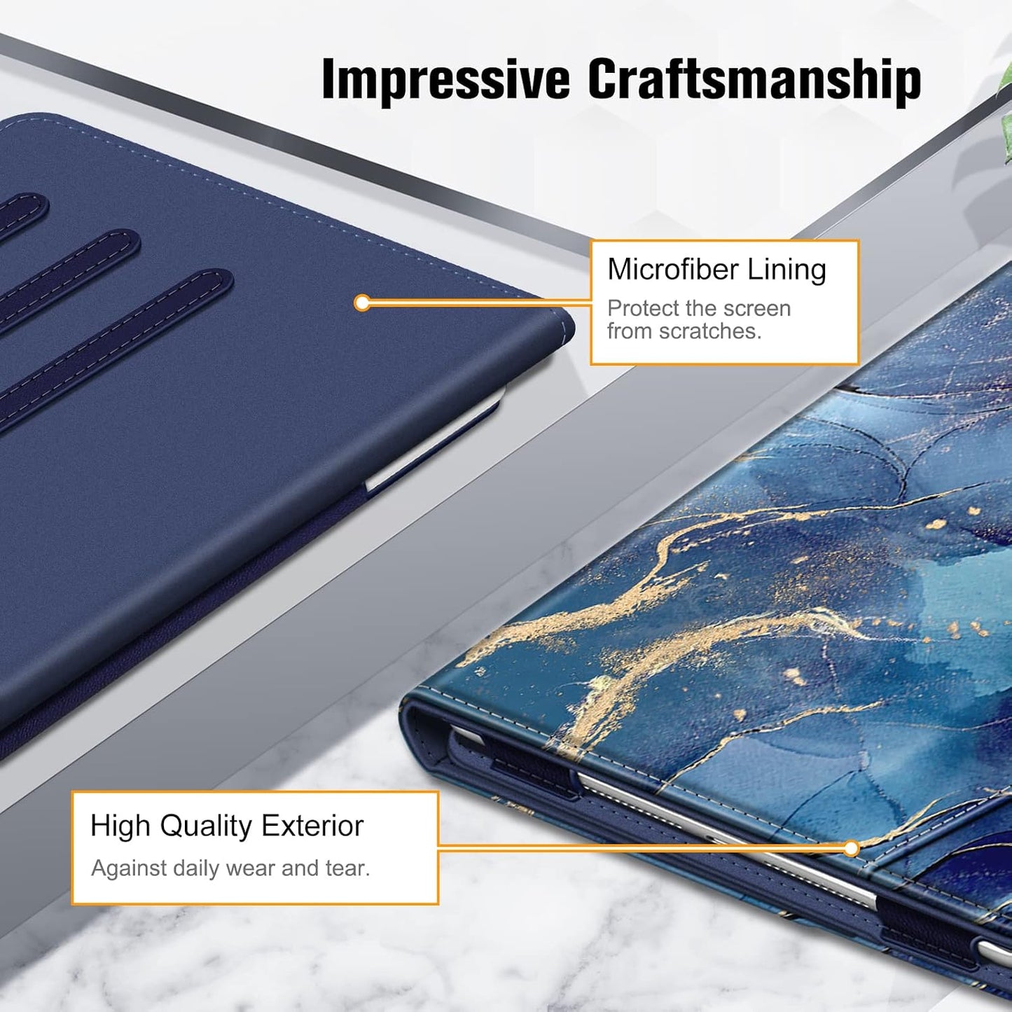 Stylish Ocean Marble iPad Case for 9th/8th/7th Gen - Multi-Angle Stand, Card Slots, and Auto Sleep/Wake Feature