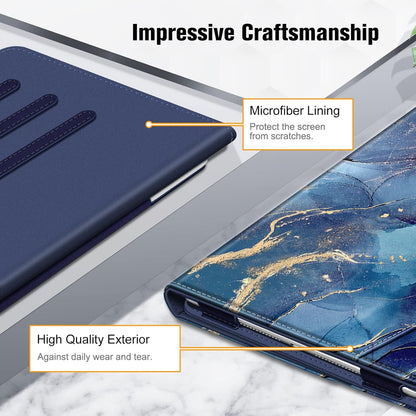 Stylish Ocean Marble iPad Case for 9th/8th/7th Gen - Multi-Angle Stand, Card Slots, and Auto Sleep/Wake Feature