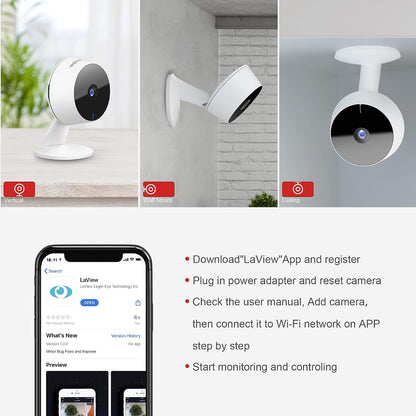 Security Cameras 4Pcs, Home Security Camera Indoor 1080P, Wi-Fi Cameras Wired for Pet, Motion Detection, Two-Way Audio, Night Vision, Phone App, Works with Alexa, Ios & Android & Web Access