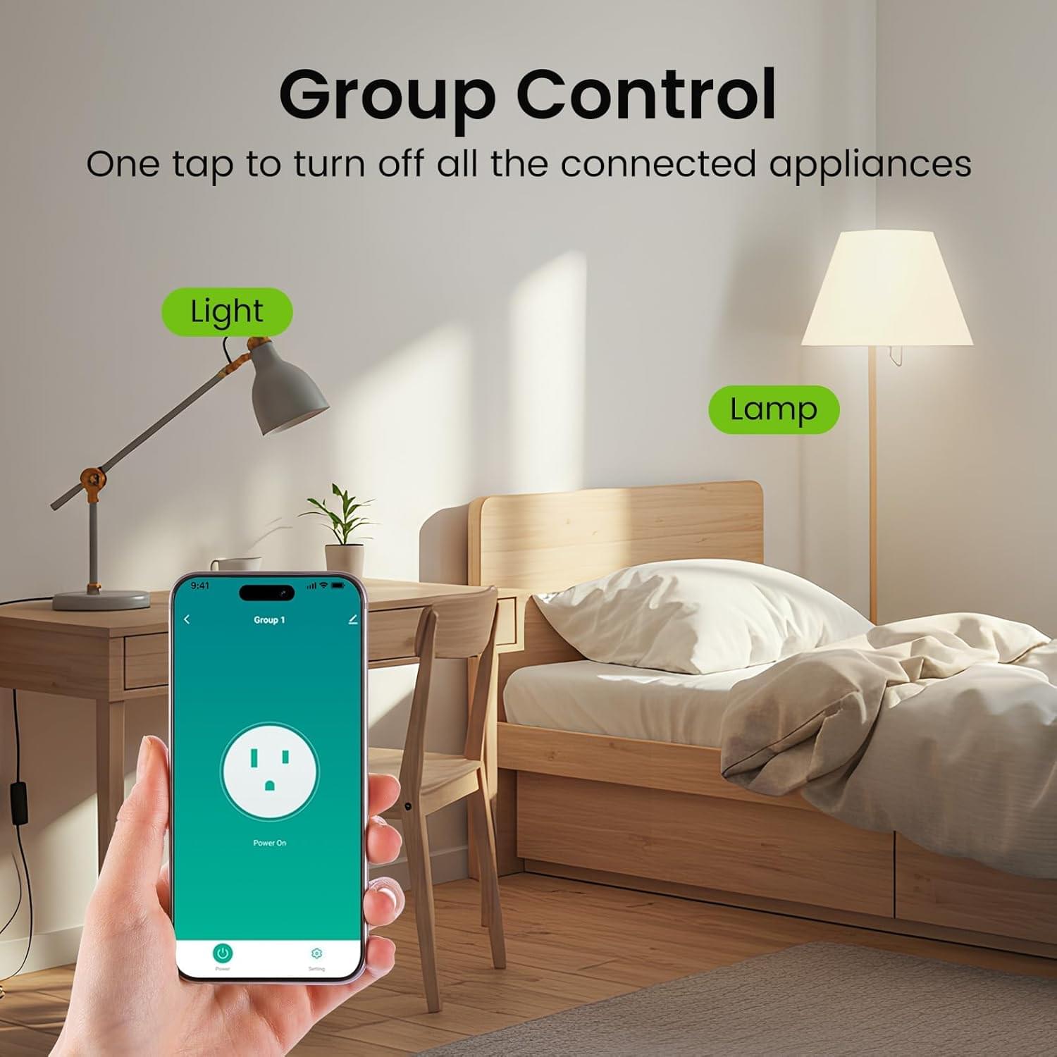 Plug Mini, Wifi Smart Outlet Plug Works with Alexa and Google Home, Timer Outlet with APP Control, 2.4Ghz Network Only, No Hub Required, ETL FCC Listed (4 Pack), White