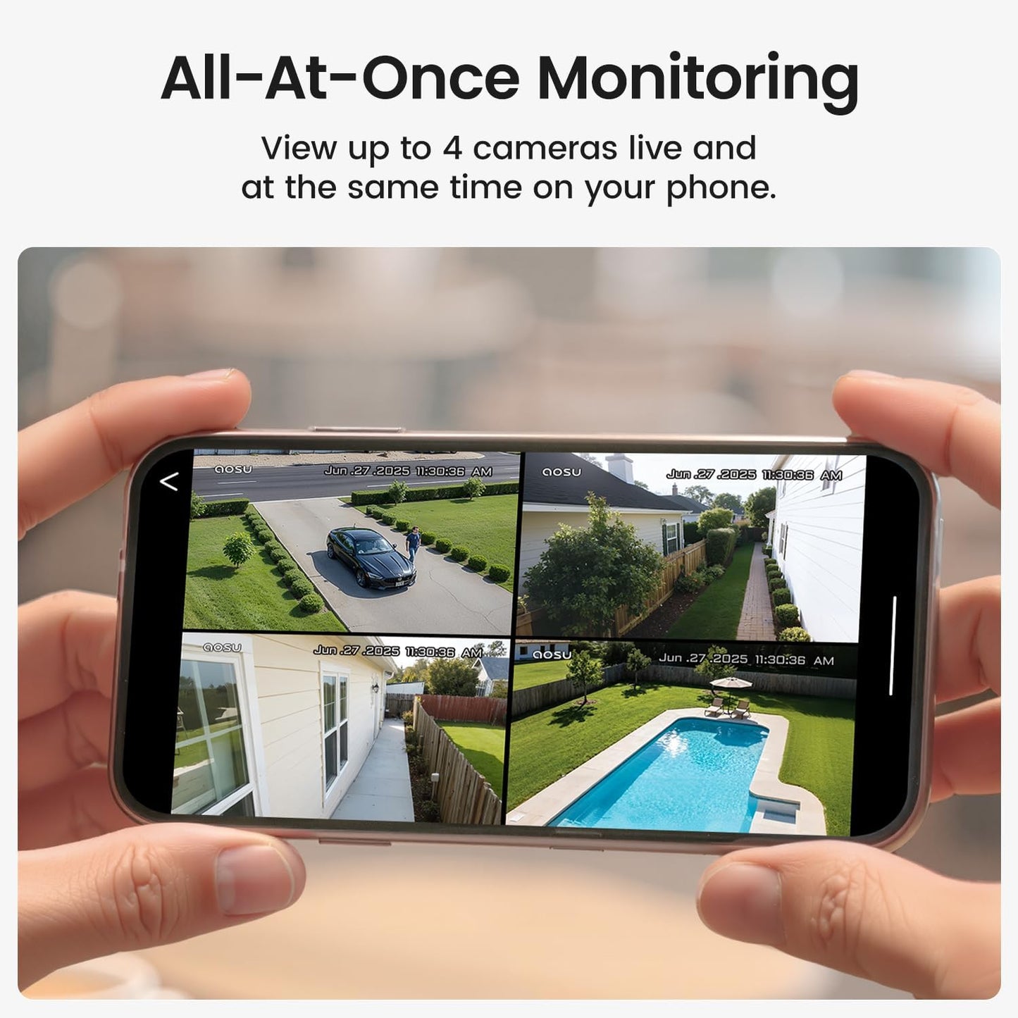 Security Cameras Outdoor Wireless, 4 Cam-Kit, No Subscription Required, Solar-Powered, Home Security Cameras System with 360° Pan & Tilt, Auto Tracking, 2K Color Night Vision, Easy Setup
