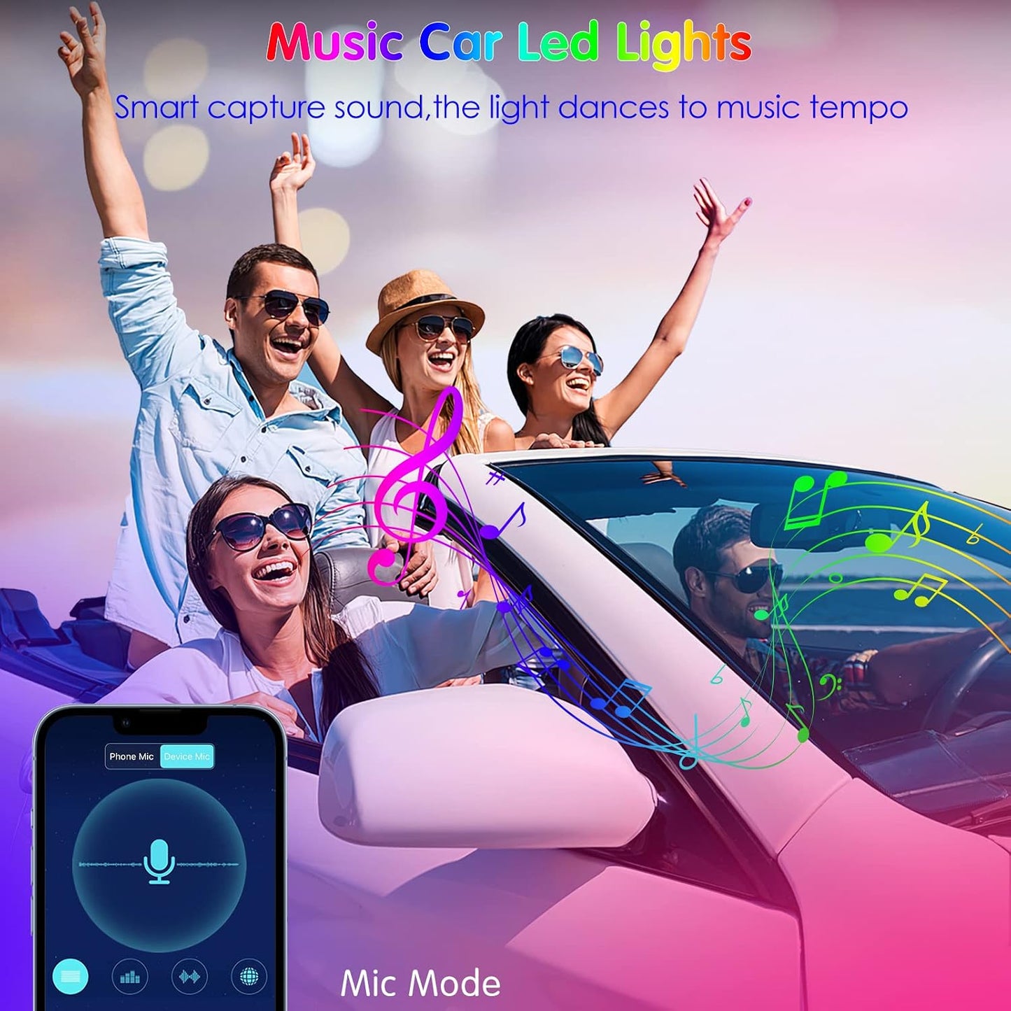 Interior Car Lights  Car Accessories APP Control with Remote Music Sync Color Change RGB under Dash Lighting with Charger 12V LED Lights Running Board Lights