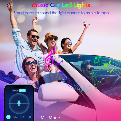 Interior Car Lights  Car Accessories APP Control with Remote Music Sync Color Change RGB under Dash Lighting with Charger 12V LED Lights Running Board Lights