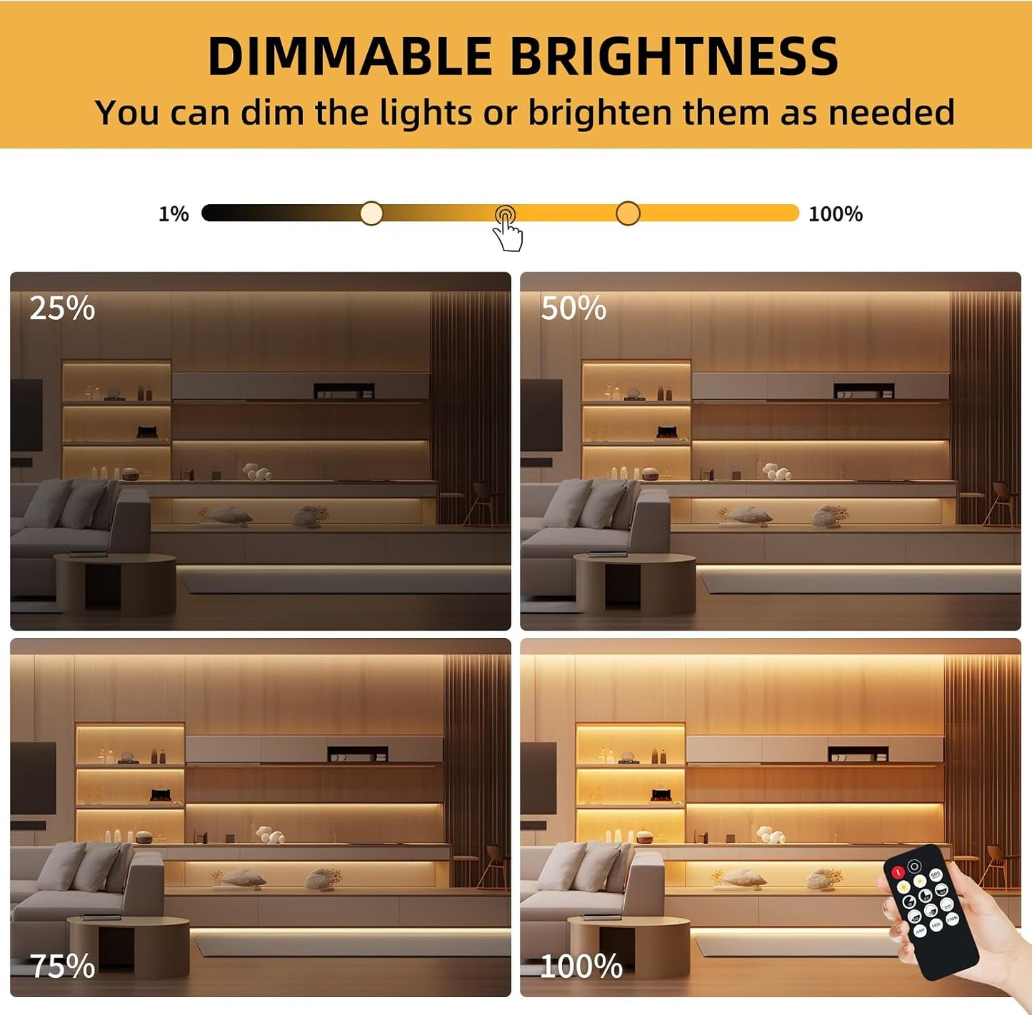 COB LED Strip Lights Warm White, 24V Dimmable Led Light Strip KIT, 3000K 9.84Ft/3M Ra>90 8Mm Wide Cuttable Flexible Strip Lights with Remote and UL Power Supply for Bedroom, Kitchen & DIY Decor